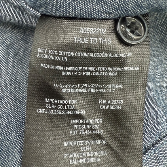 Volcom Shirt Men Large Blue Button Up Long Sleeve Classic Fit Casual Skater - Picture 8 of 12